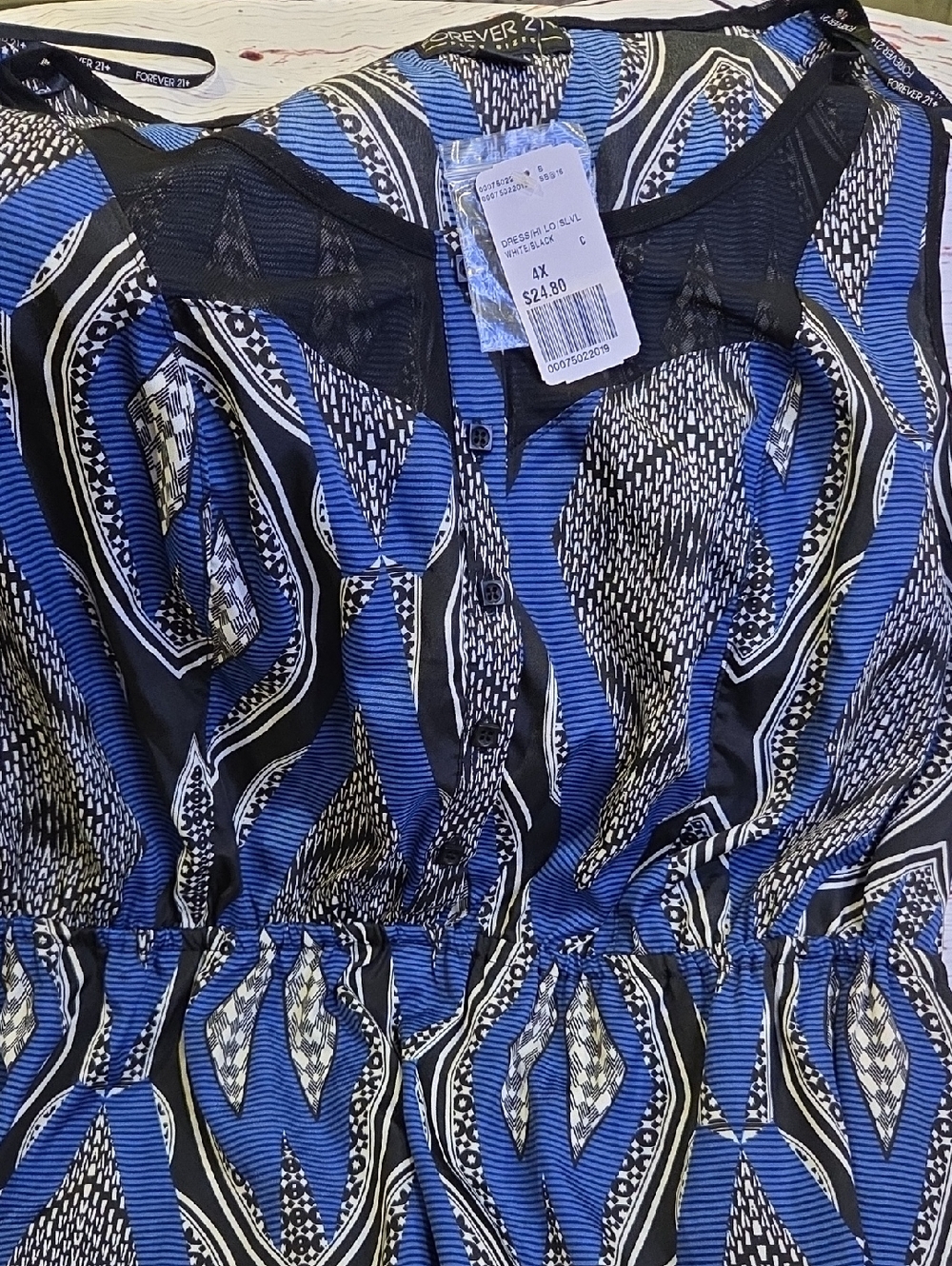 Forever 21 Blue and Black Geometric Print Tunic